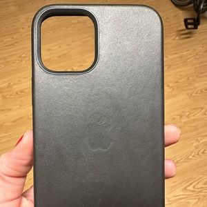 Black leather Apple iPhone case - 12 Pro